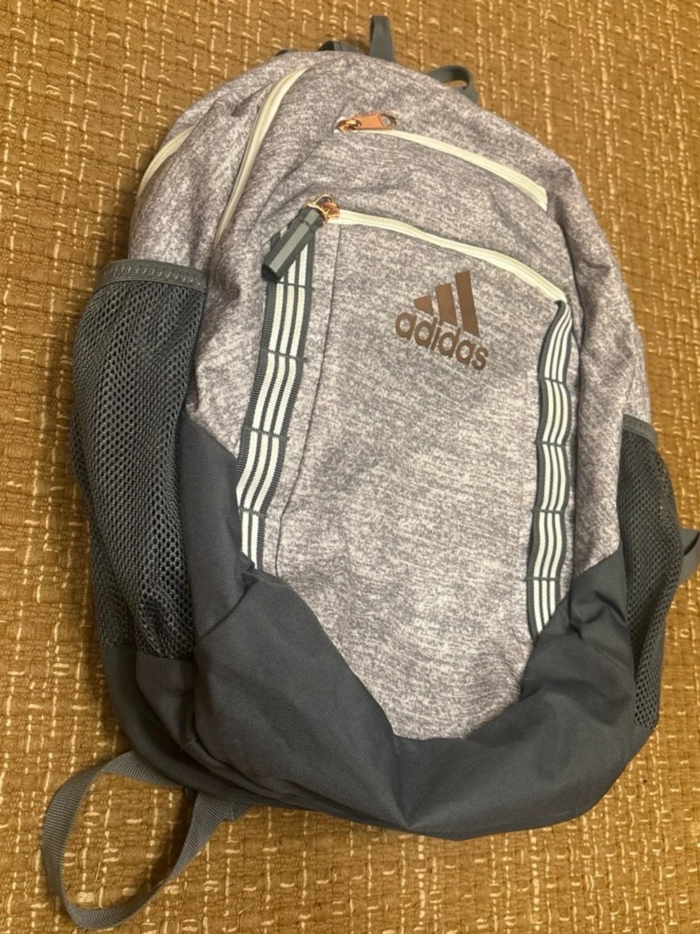 adidas Heather Gray and Rose Gold Accent Backpack - Picture 5 of 8